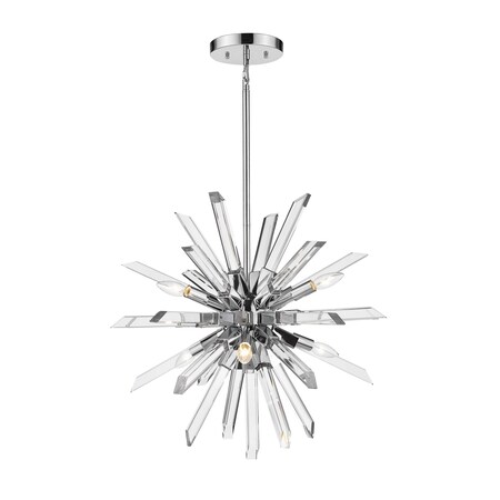 Z-Lite Burst 6 Light Chandelier, Chrome & Clear 4003-6CH